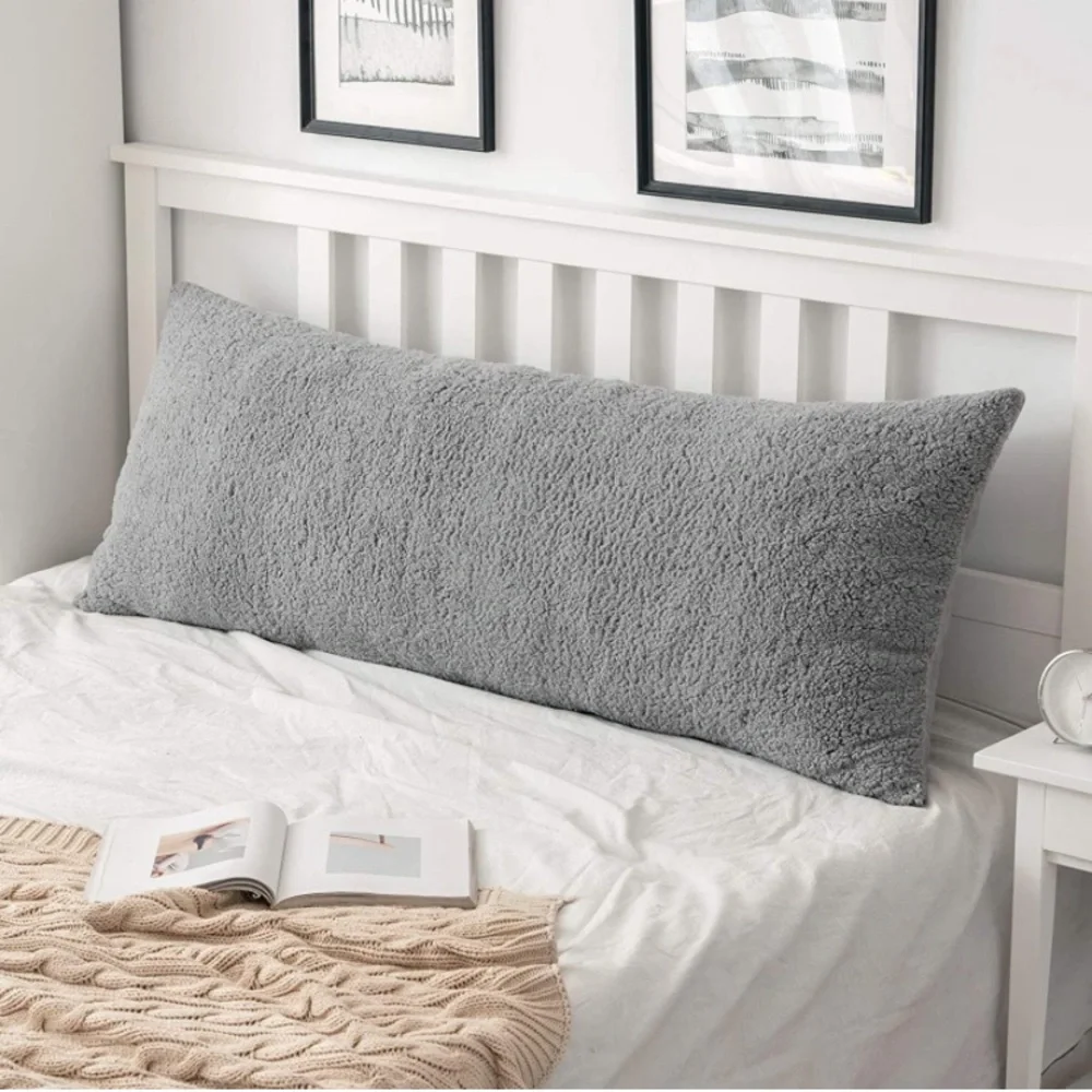 Luxury Home | Cozy Chic Soft Grey Plush Faux Fur Body Pillow Cover